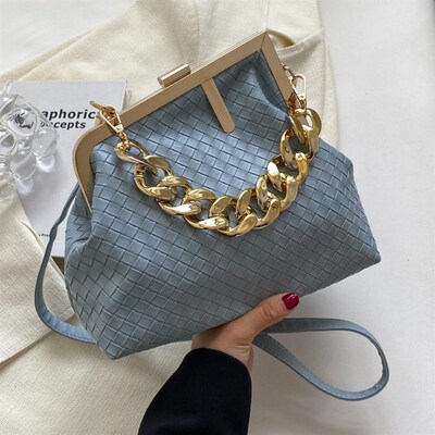 Solid Color rend Weaving Crossbody Bags For Women Small Clut