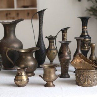 花器C西洋旧物古董美食静物摄影家居装饰黄铜摆件【二店道具铺】