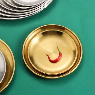 4X7B Set of 4 304Stainless Steel Dinner Plate Round Metal