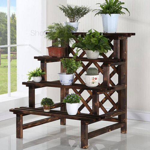 Anticorrosive Wood Outdoor Ladder Flower Wearing Wooden Balc