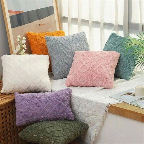 Geometric Jacquard Plush Throw Pillow Covers for Couch Bed