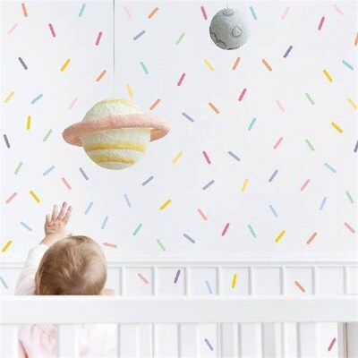 8 Sheets Color Stripes Wall Stickers for Children Adorable