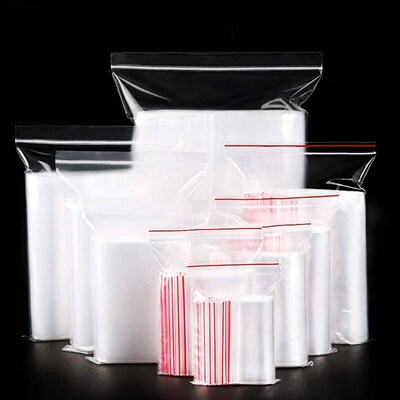 100pcs/pack Self Seal Clear Plastic Poly Bag Resealable Zip