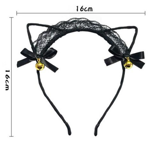 For Women Black Cat Ears Head Bezel Fashion Lace Lady Girl H