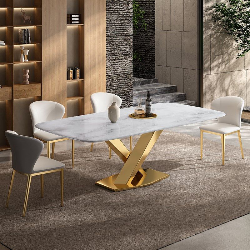 超晶石餐桌家用小户型岩板不锈钢餐厅微晶石奢石长方形吃饭桌子,住宅家具,大理石餐桌,淘宝优惠券,粉丝福利购,淘宝优惠卷