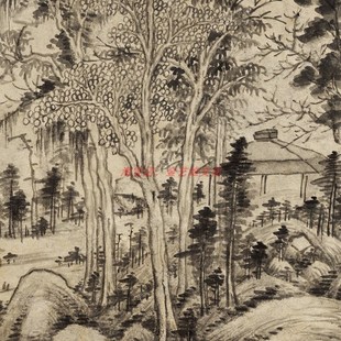 清四王 王时敏 丛林曲调图 仿古名家山水画立轴国画高清微喷竖幅