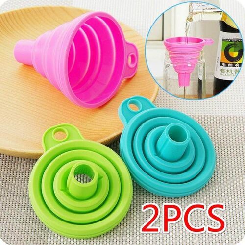 2PCS Silicone Folding Telescopic Long Neck Funnel Creative H