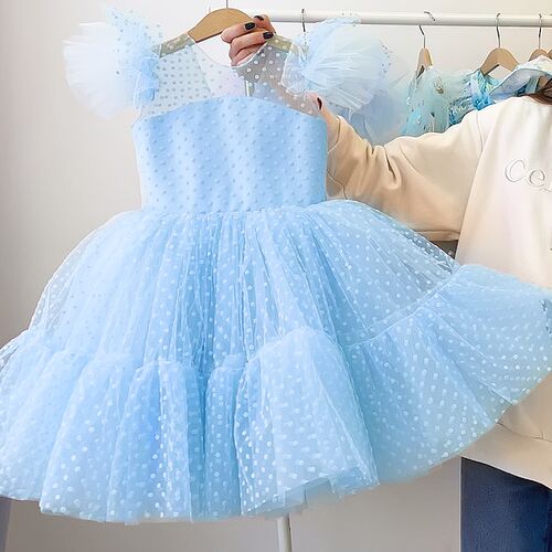Girls Mesh Tulle Princess Dress For Kids 4-10 Years Wedding