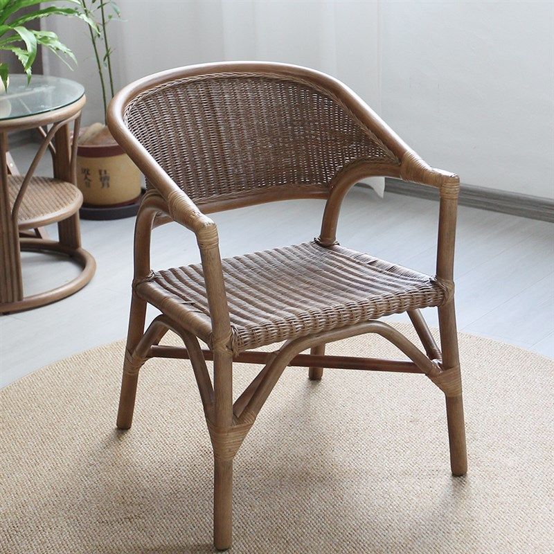 天然藤编靠背椅手工客厅餐厅阳台庭院家用单人休闲办公,住宅家具,阳台椅,淘宝优惠券,粉丝福利购,淘宝优惠卷