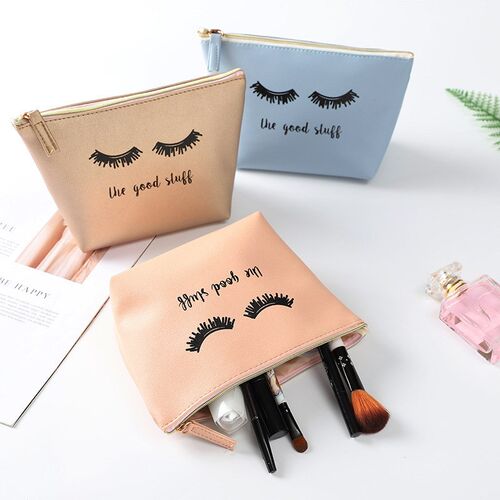 NEW Fashion 4 Colors Eyelash Shape PU Cosmetic Bag Travel B
