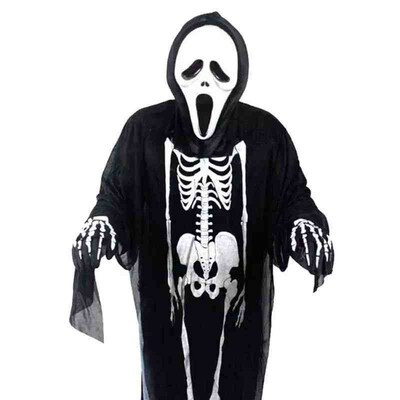 Halloween Adults Kids Cosplay Robes Skeleton Printed Masquer