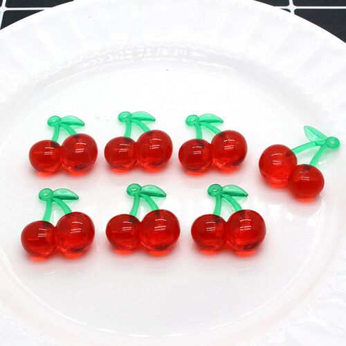 10pcs Clear Fruit Acrylic Cherry Earring Charms DIY INS Fash