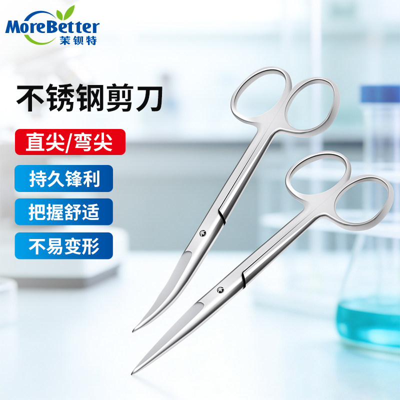 园艺用品 14cm直尖不锈钢剪刀 组培器械 接种专用剪刀 18c