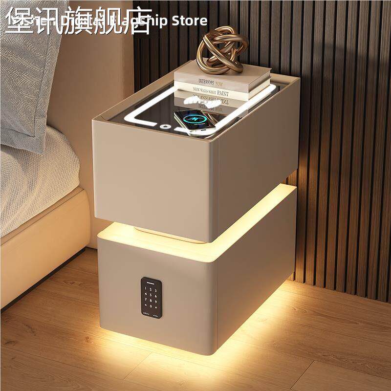 堡讯昊鑫智能床新头小简约2024约柜现代卧室床头柜轻奢高端超盖布
