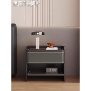 堡讯意式马鞍皮床头柜轻奢高级感主卧现代简约创意极简高拉车盖布