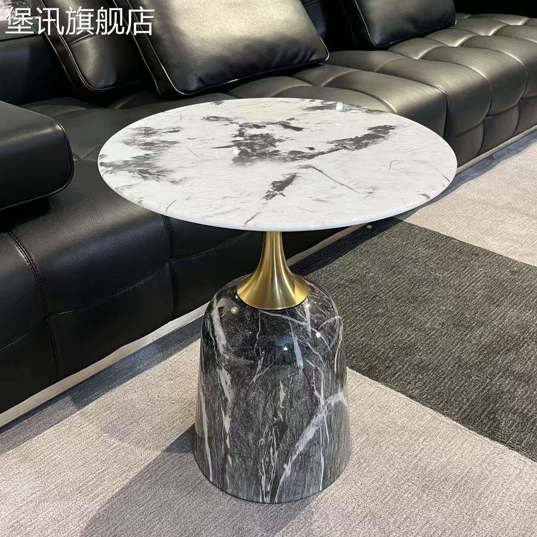 堡讯沙发边柜侧边柜客厅茶几大理石小边几意式极简茶桌轻拉车盖布