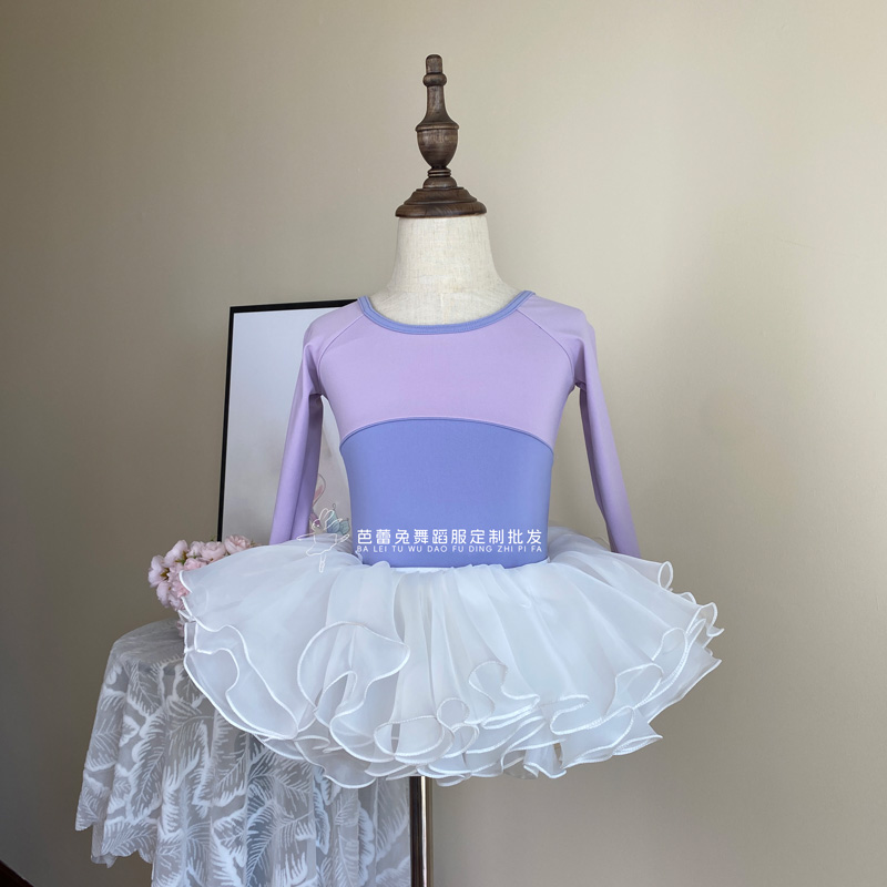 满30件送印字双色拼接甜美舞蹈服