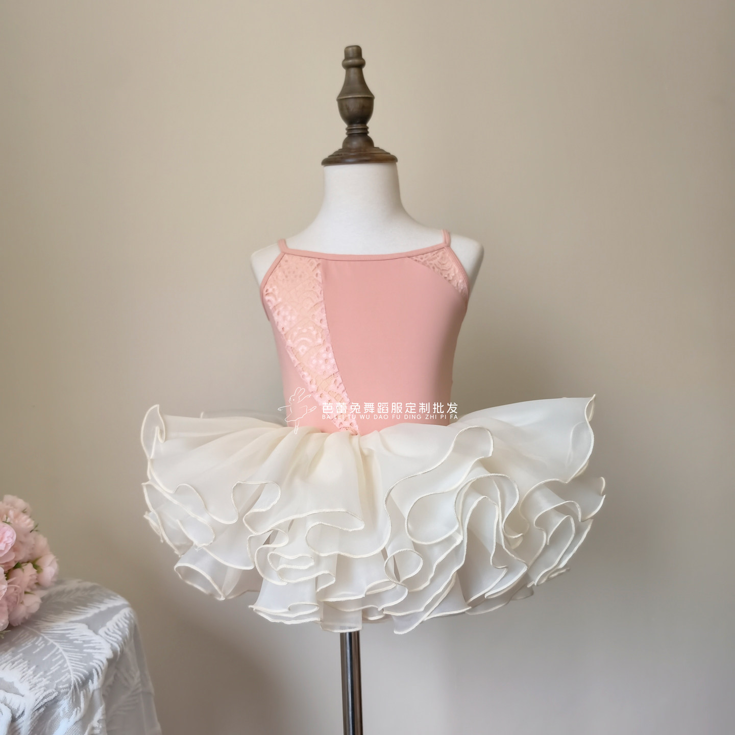 儿童舞蹈服甜美公主风女童芭蕾舞练功服粉色吊带舞蹈演出服蓬蓬裙