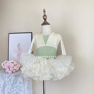 舞蹈服儿童女秋冬季 中国舞丝绒加厚女孩考级连体服 女童练功服长袖