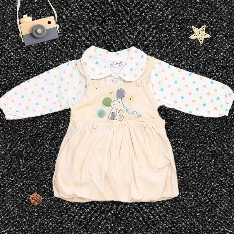 亏清星二代婴儿衣服女宝宝秋冬季可爱连衣裙加绒女童背带裙两件套