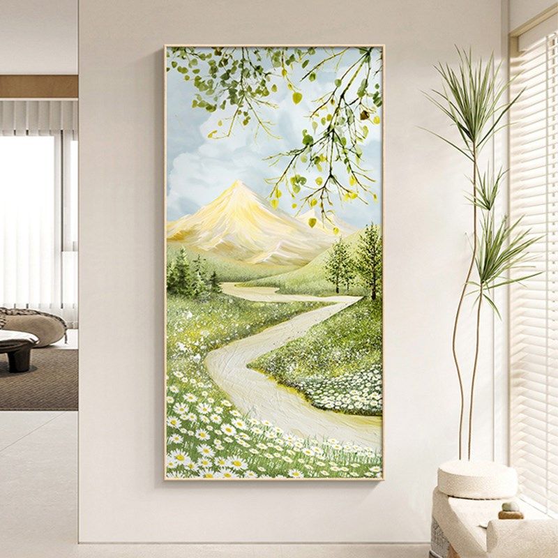 绿植风景进门玄关墙壁装饰画清晰奶油风客厅挂画楼梯走廊过道壁画