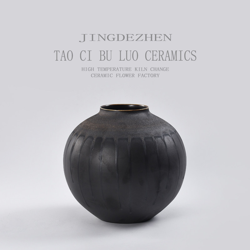中式复古粗陶陶罐酒店民宿样板间装饰品陶瓷花瓶摆件干花插花花器,家居饰品,花瓶,淘宝优惠券,粉丝福利购,淘宝优惠卷