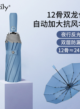 easily双龙骨全自动双人用加大12骨抗风抗大雨商务车载雨伞礼品伞