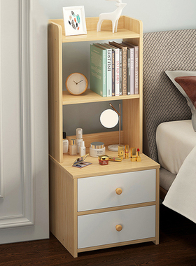 多功能牀头柜书柜一体窄40cm长卧室角落柜小边角书架置物柜DJ49