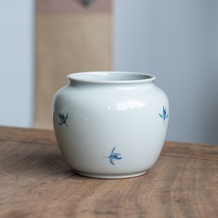 仿古手绘建水 大号陶瓷茶渣缸 高端杯洗笔洗茶道配件茶洗废水缸