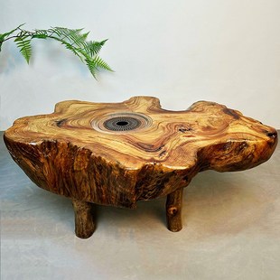 实木根雕茶台天然风化木围炉茶桌带火炉烧炭侘寂风茶几庭院墩子
