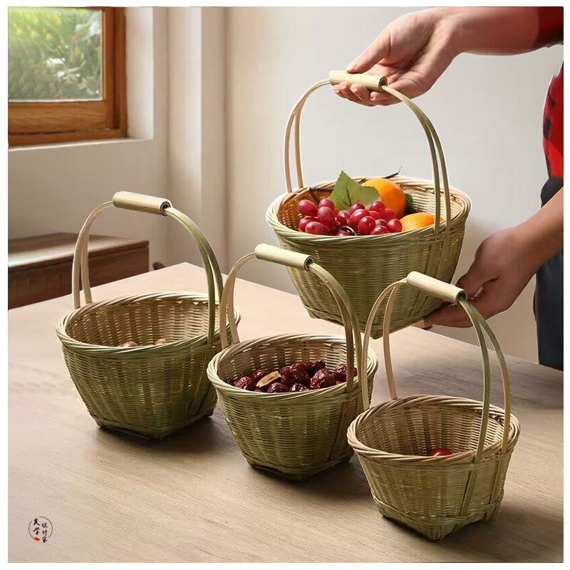 竹编篮子 竹编制品 竹篮编织筐手提小篮子家用水果篮鸡蛋筐竹制品,特色手工艺,竹编/竹雕,淘宝优惠券,粉丝福利购,淘宝优惠卷