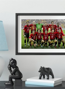 2004年AC米兰首发合影实木装饰相框照片墙桌摆挂框摆件酒吧壁画