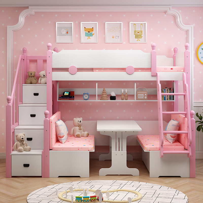 实木儿童上下床梯柜滑梯床双层床子母床上床下桌高低床带升降书桌,住宅家具,高低/子母床,淘宝优惠券,粉丝福利购,淘宝优惠卷