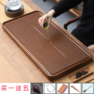 竹制茶盘整块高端茶盘实木家用排水小型干泡茶台办公室功夫电木款