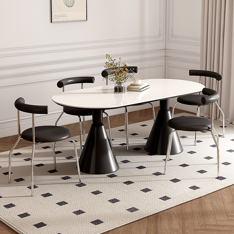 法式岩板圣杯餐桌客厅家用小户型餐桌椅2024新款奶油风高级感饭桌,住宅家具,岩板餐桌,淘宝优惠券,粉丝福利购,淘宝优惠卷