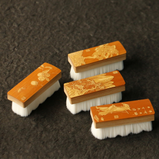 几十年老玉竹特细特密特软文玩刷子东阳名家裘立刚本工精工雕刻