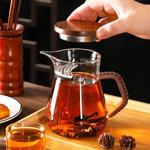 加厚耐热月牙玻璃茶壶带木盖家用茶水分离一体过滤泡花茶绿茶茶具 - 封面