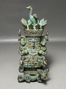 仿古春秋战汉青铜莲鹤方壶古朴典雅办公室客厅装饰品摆件古玩收藏