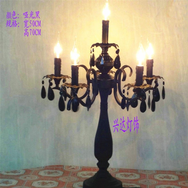 欧式黑色水晶台灯卧室床头复古蜡烛台灯家居婚庆公司台灯仿蜡烛灯,家装灯饰光源,装饰台灯,淘宝优惠券,粉丝福利购,淘宝优惠卷