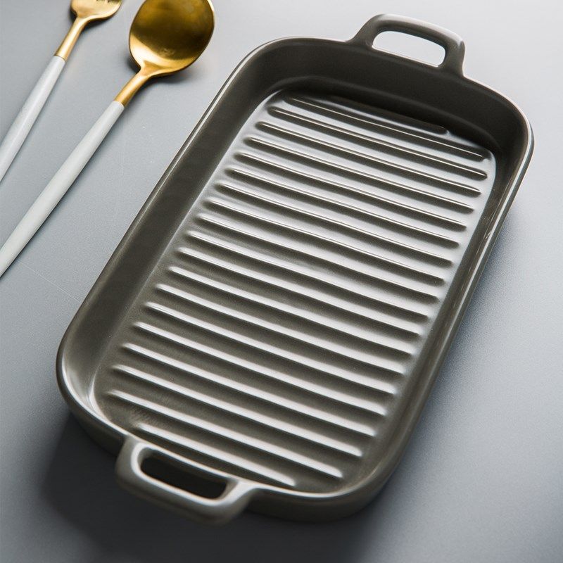 绘市集 双耳盘陶瓷烤盘烤箱专用器皿家用烤肉好看的微波炉盘子