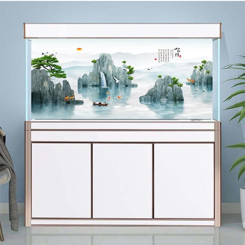 鱼缸背景贴纸水族海纳百川山水画高清图3d立体水墨画龙鱼水墨画,宠物/宠物食品及用品,底柜/落地缸,淘宝优惠券,粉丝福利购,淘宝优惠卷