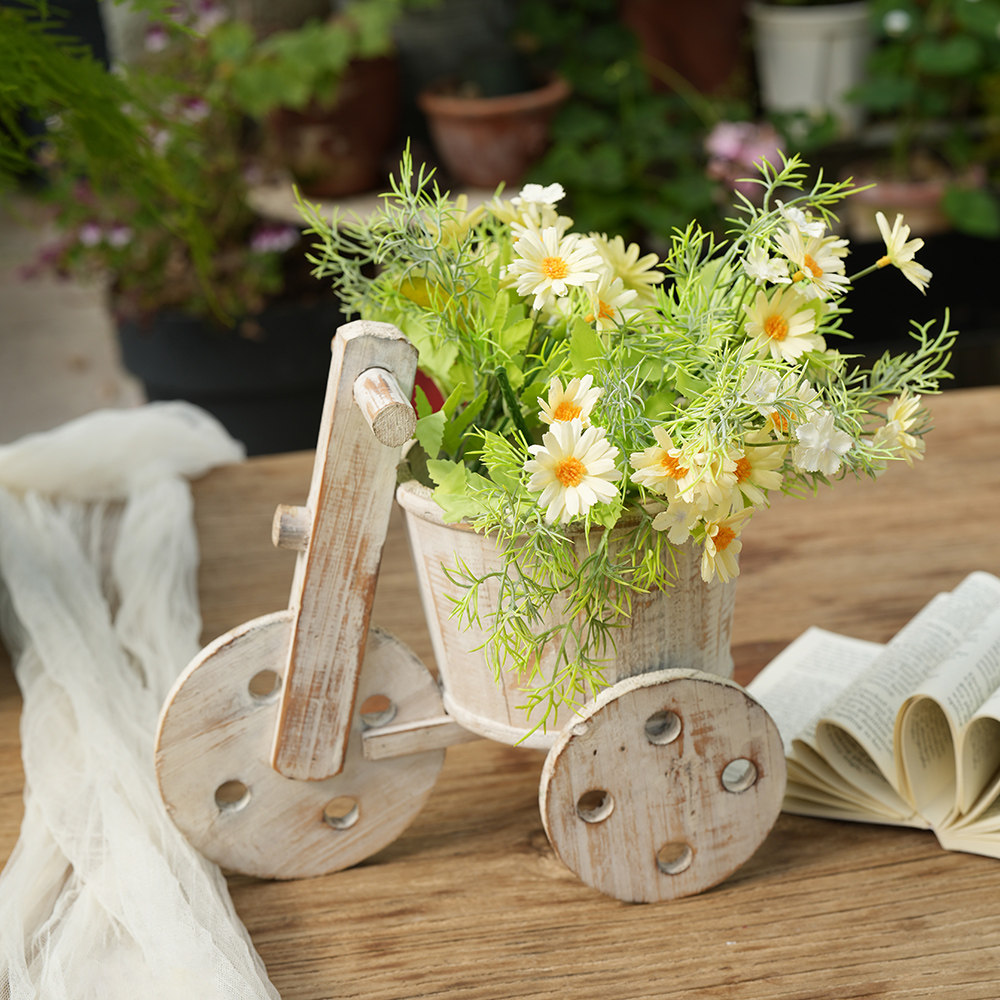 摆件花盆幼儿园自然角装饰木质花器小花园造景环创材料庭院布置,家居饰品,户外/庭院摆件,淘宝优惠券,粉丝福利购,淘宝优惠卷