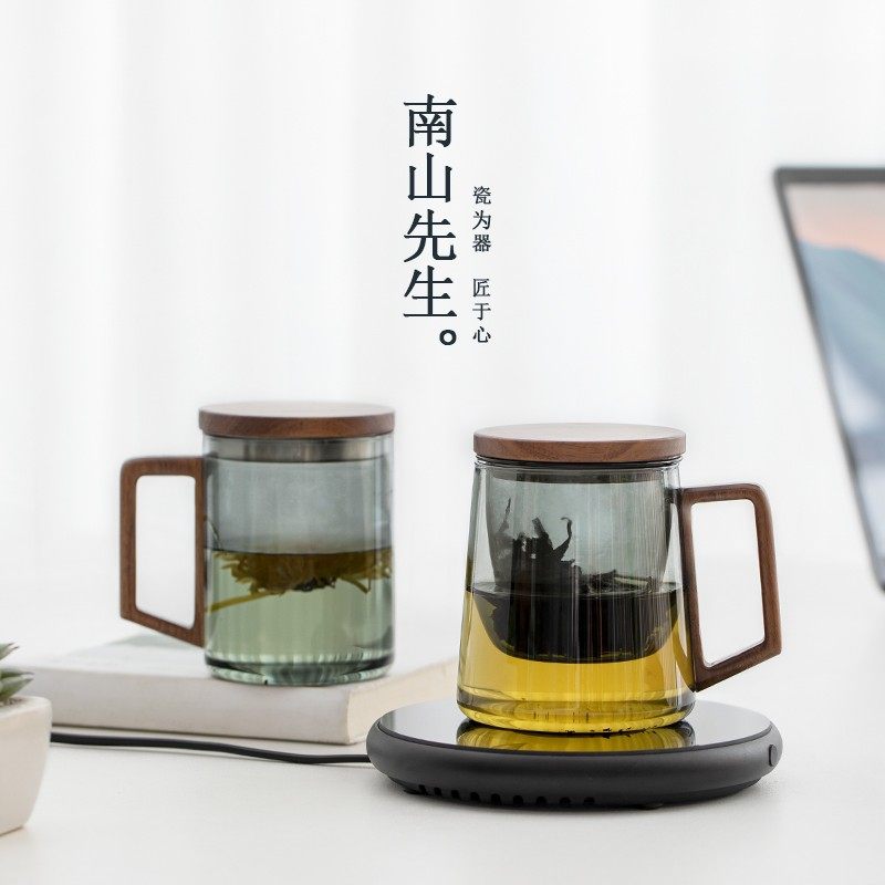 南山先生玻璃泡茶杯茶水分离办公室可加热恒温水杯55带过滤杯子