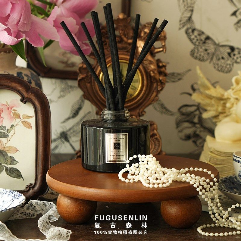 复古森林木质小高脚圆托盘甜品盘下午茶蛋糕香薰蜡烛饰品盘玄关盘,家居饰品,香薰托盘,淘宝优惠券,粉丝福利购,淘宝优惠卷