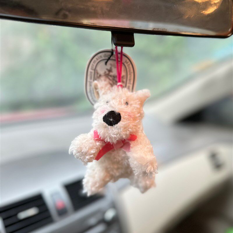 潦草小狗汽车后视镜挂件可爱车载毛绒西高地狗装饰车内好物新车礼