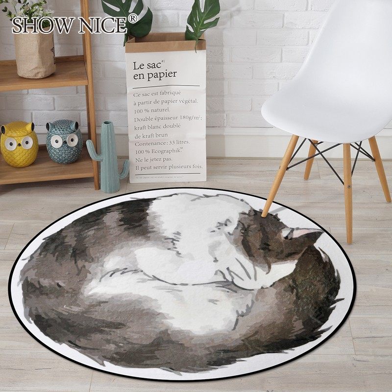 绣奈丝 时尚卡通猫咪圆形地毯儿童卧室房间吊篮圆毯 家用电脑椅垫,居家布艺,地毯,淘宝优惠券,粉丝福利购,淘宝优惠卷