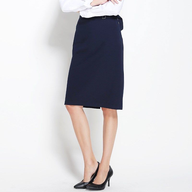 职场穿搭秋季款藏蓝色直筒西装半身裙女春秋适合胖子穿的大码裙子