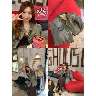 (吴大笑)马格里日记~复古休闲牛仔外套女早秋百搭宽松夹克上衣