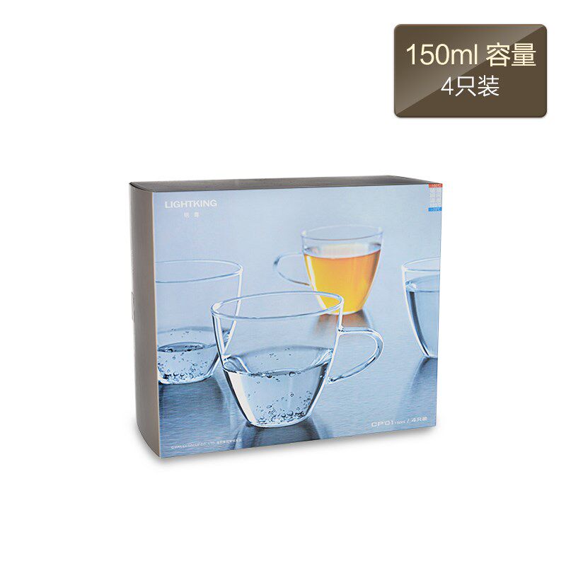 明尊 CP-01 耐热玻璃水杯带把小茶杯手工吹制玻璃杯茶具套装家用