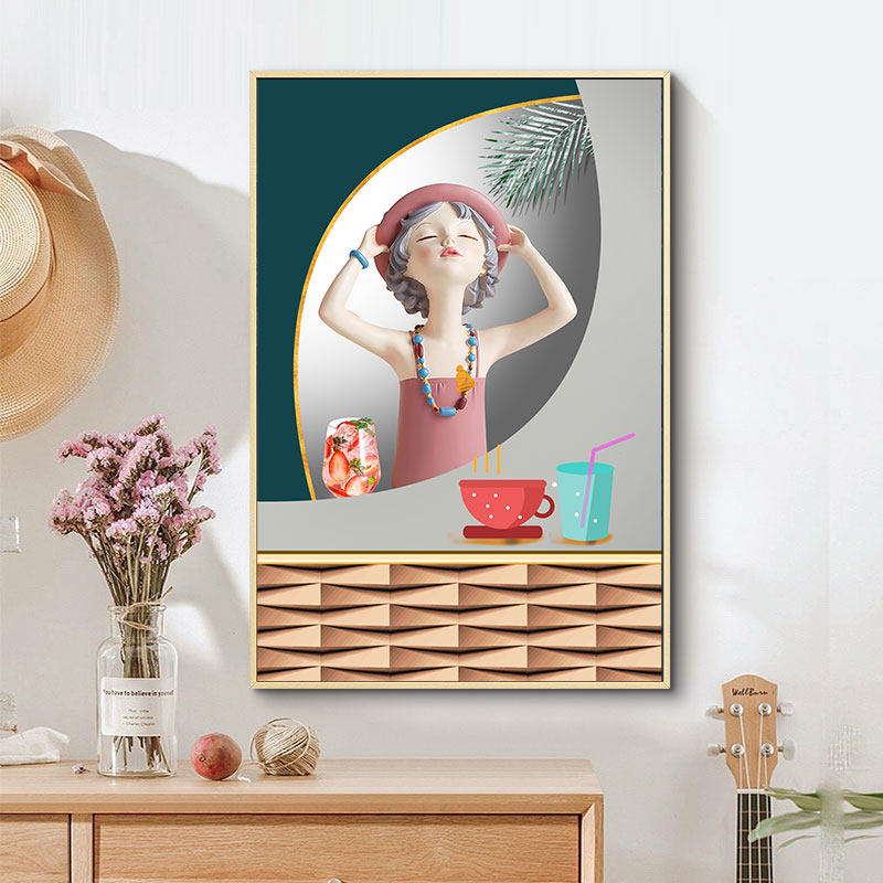 儿童房装饰画女孩卧室床头挂画圆形壁画温馨粉色少女房间装饰墙画,家居饰品,现代装饰画,淘宝优惠券,粉丝福利购,淘宝优惠卷